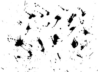 Messy ink blot, black drops on white background. Vector illustration. Big splashes