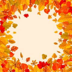 Autumn leaves fall isolated background. Golden autumn poster template. Vector illustration