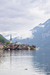 Fototapeta premium view of famous austrian village of Hallstatt