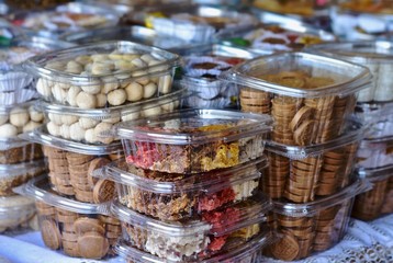 Typical sweets in the Plaza de los Coches of Cartagena. 