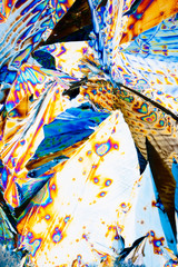 Tartaric acid crystals in polarized light