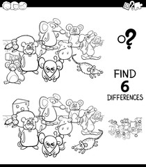 differences color book with mice animal characters