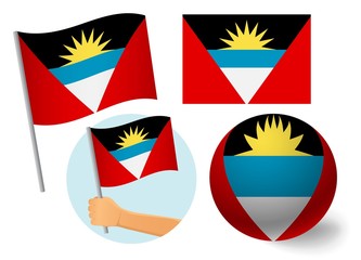 Antigua and Barbuda flag icon set