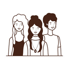 silhouette of young women on white background