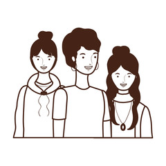silhouette of young women on white background