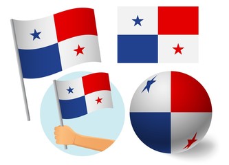 Panama flag icon set