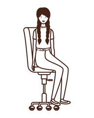 silhouette of woman with sitting in office chair on white background