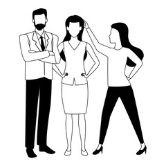 Executive business workers with tools in black and white