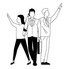 Executive business workers with tools in black and white