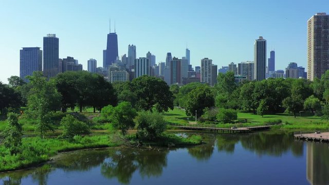 Chicago downtown with city park