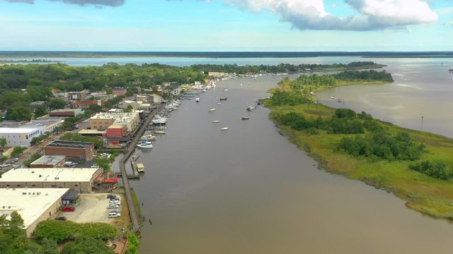 Aerial video Lafayette Park Georgetown South Carolina USA