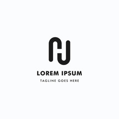 Logo Letter NH Monogram, Concept Letter N + H Negative Space, Unique Design.