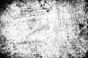 Black white grunge background. Abstract monochrome texture of scratches, chips, cracks. Vector pattern of the worn surface