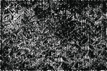 Black white grunge background. Abstract monochrome texture of scratches, chips, cracks. Vector pattern of the worn surface