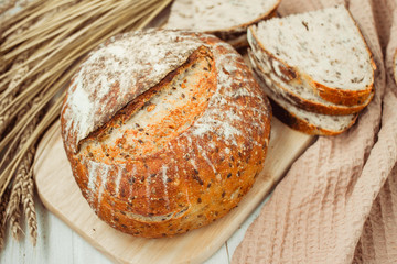 homemade bread on whole wheat sourdough with sunflower seeds