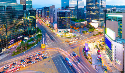 Traffic Seoul City at Gangnam  district South Korea