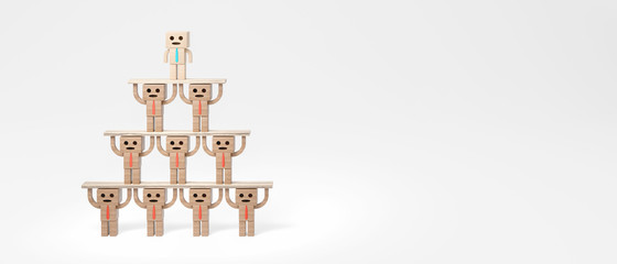 Business hierarchy, ranking and strategy concept 3d render 3d illustration