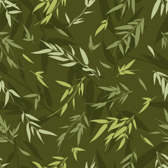 Bamboo green branches seamless background.