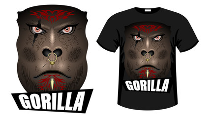 Gorilla, orc face print shirt