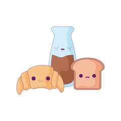 croissant bread with set food kawaii style