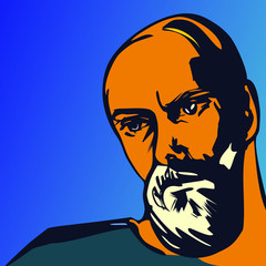 vector sketch portrait of a bearded man