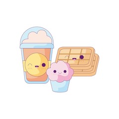 milkshake with set food kawaii style