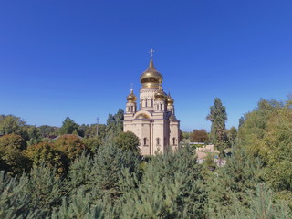 Fototapeta na wymiar The Church Of Alexander Nevsky. State farm village, Krasnodar region. Russia