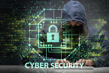 Young hacker in cybersecurty concept