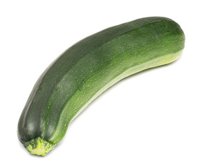  large ripe zucchini lies on a white background