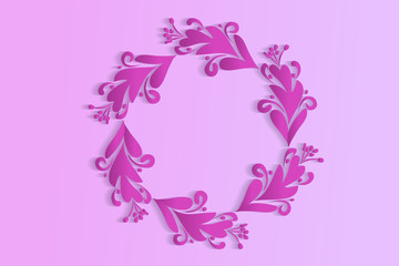 Pink floral wreath vector