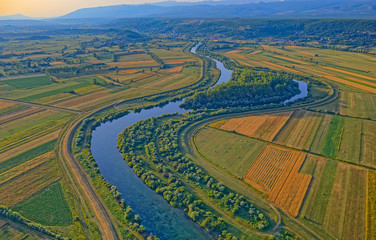 Aerial view of the river Cetina, Croatia