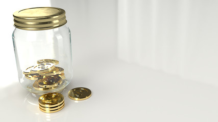  jar  and gold coins 3d rendering for business concept.
