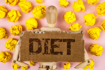 Conceptual hand writing showing Diet. Business photo showcasing Dietitians create meal plans to...