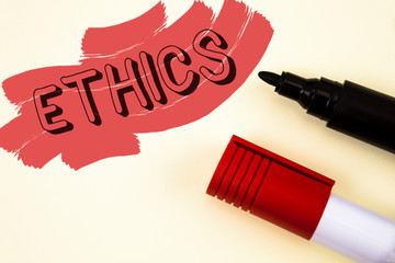 Handwriting text writing Ethics. Concept meaning Maintaining equality balance among others having...