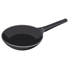 Vector realistic 3d black empty frying pan