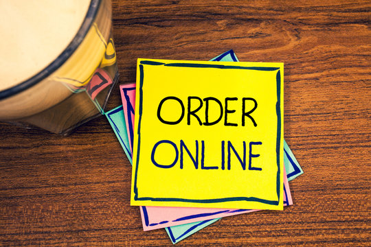 Text sign showing Order Online. Conceptual photo Purchase something on the internet E-commerce Wireless shopping