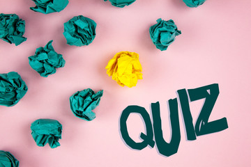 Word writing text Quiz. Business concept for Short Tests Evaluation Examination to quantify your...