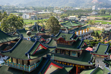 colorful palace roofs in Baohu Dimu Temple