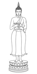 Pang Umbat or Holding Alms Bowl The Buddha image for Wednesday is standing and holding an alms bowl with both hands