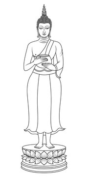 Pang Umbat or Holding Alms Bowl The Buddha image for Wednesday is standing and holding an alms bowl with both hands
