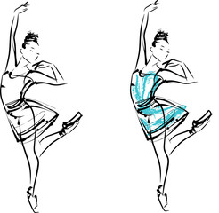 vector line illustration of a ballerina en pointe