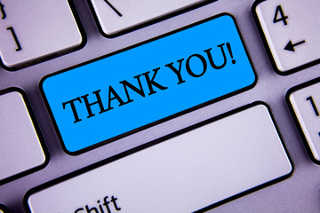 Writing note showing Thank You Motivational Call. Business photo showcasing Appreciation greeting...