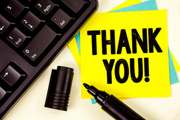 Writing note showing Thank You Motivational Call. Business photo showcasing Appreciation greeting...