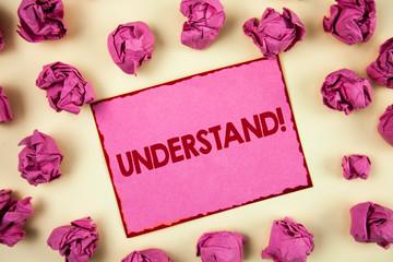 Conceptual hand writing showing Understand Motivational Call. Business photo showcasing Know...