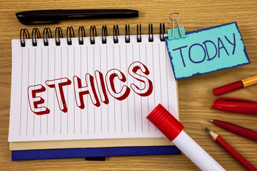 Conceptual hand writing showing Ethics. Business photo text Maintaining equality balance among...