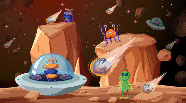 Aliens in space scene