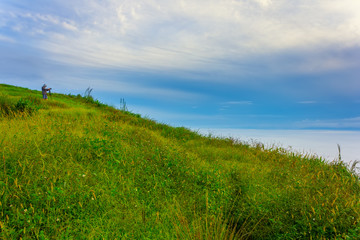 Fototapeta premium Beautiful Sunrise and mist at Phu Tubberk, Phetchabun Province, Thailand.