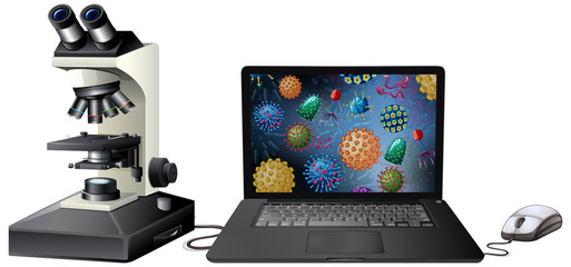 Close up isolated object of virus on computer screen