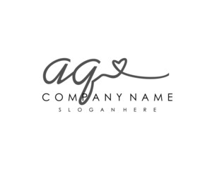 Obraz premium AQ Initial handwriting logo vector