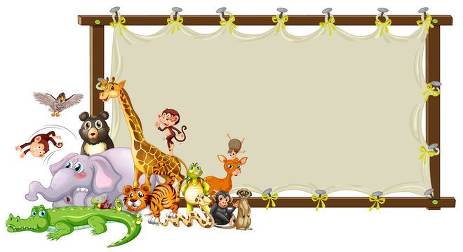 Border template design with cute animals